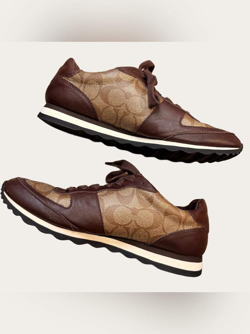 Coach Mason Signature Jacquard Khaki Chestnut Sneakers Women’s 9B
